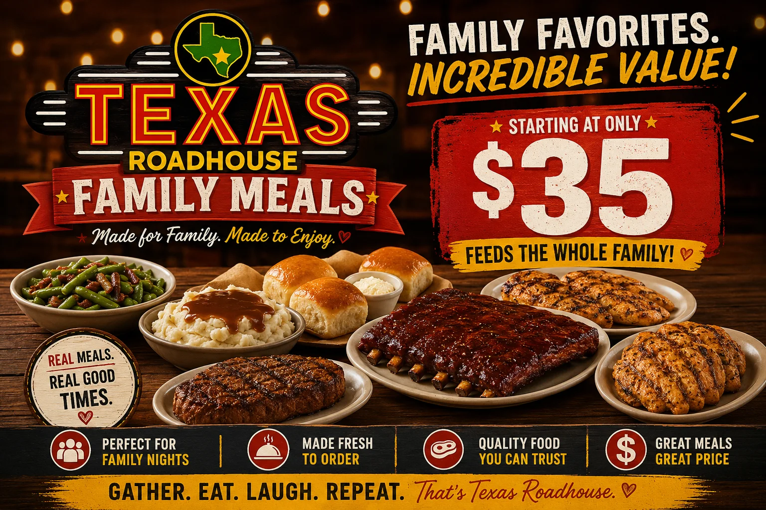 Texas Roadhouse Family Meals $35​